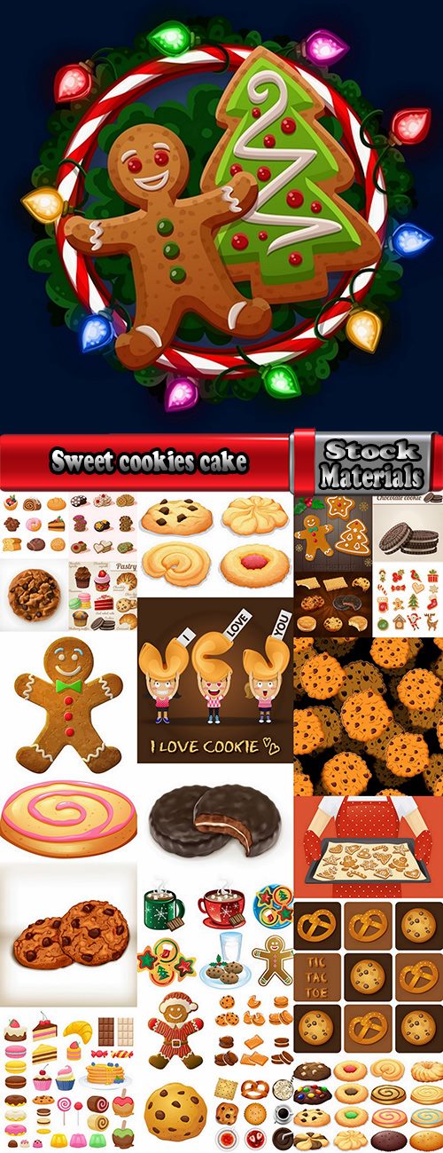 Sweet cookies cake christmas new year 25 EPS