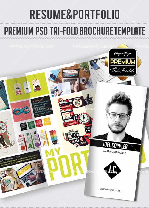Resume&Portfolio V1 Premium Tri-Fold PSD Brochure Template