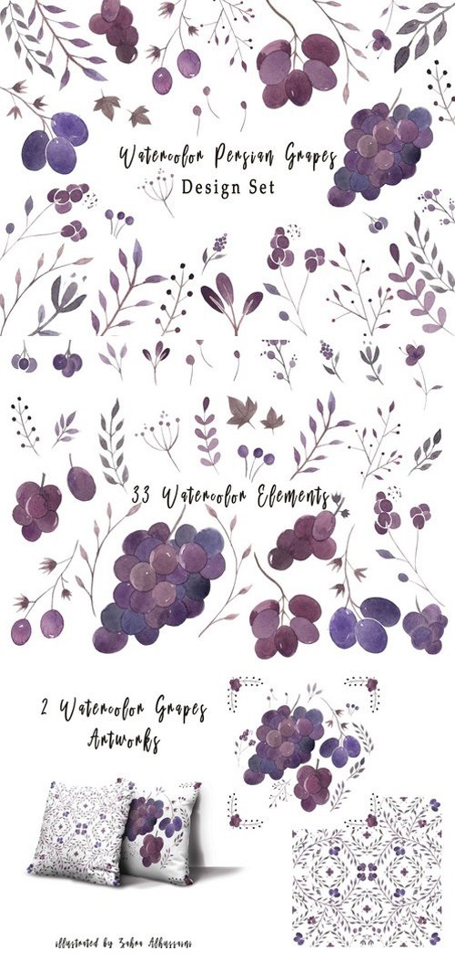 Watercolor Persian Grapes 2088240