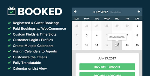 CodeCanyon - Booked v2.0.7 - Appointment Booking for WordPress - 9466968