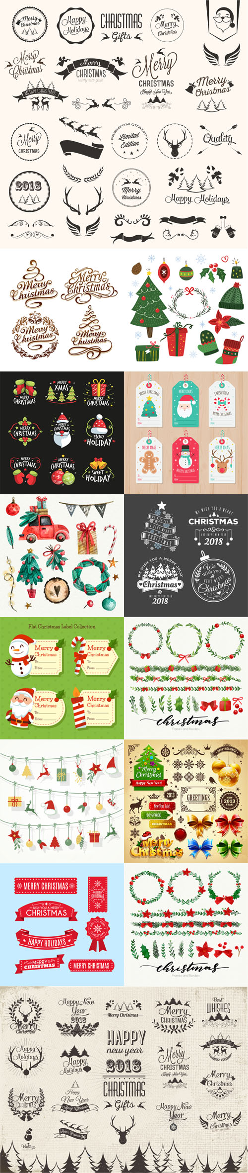 Pretty Christmas Elements Collection in Vector
