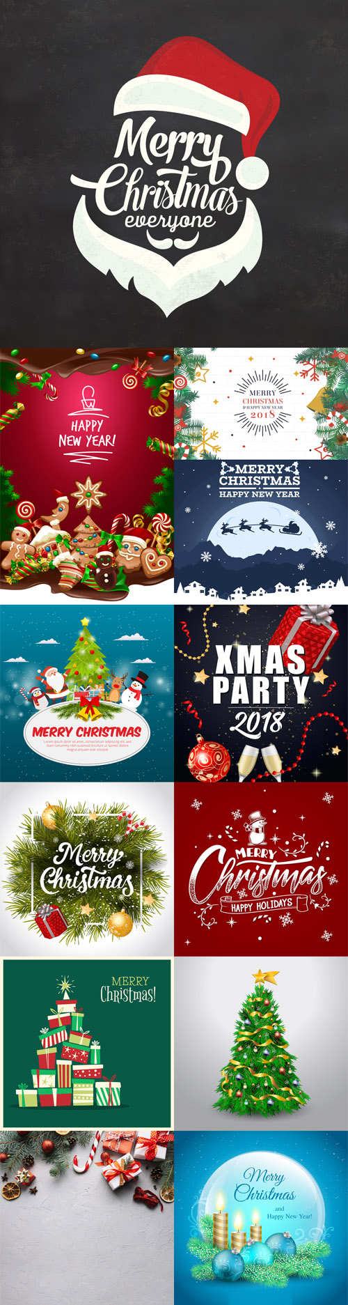 13 Merry Christmas Backgrounds Design in Vector