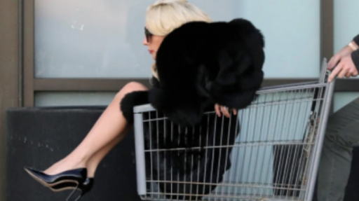Леди Гага проехалась по супермаркету верхом на продуктовой тележке
