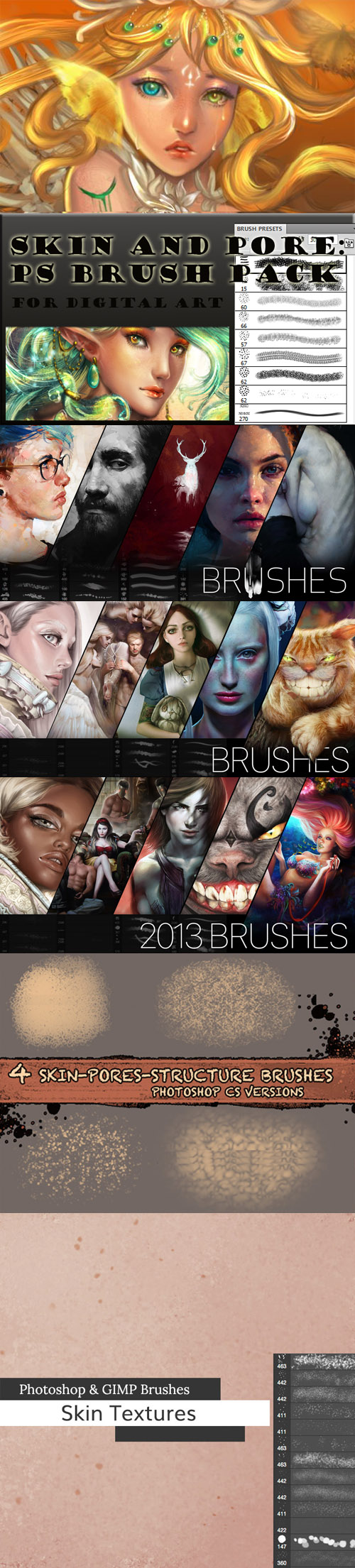 Skin Texture & Pore Brushes for Photoshop