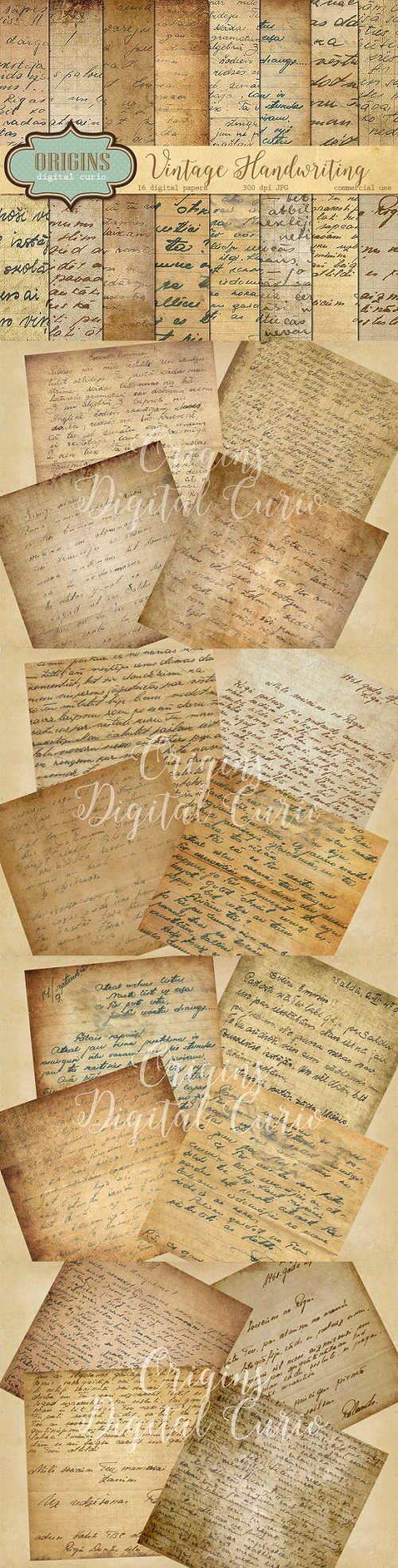 Vintage Handwriting Digital Paper - 402417