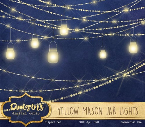 Yellow Mason Jar Lights - 1669783