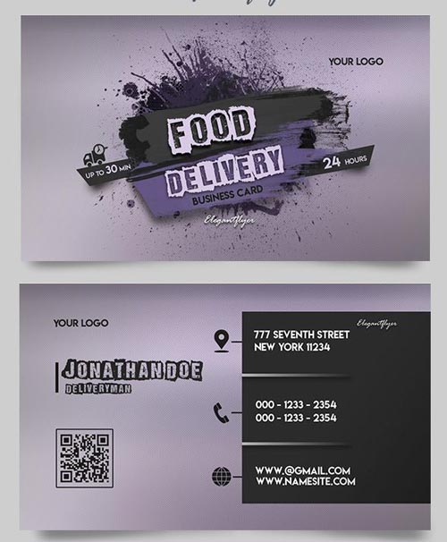 Food Delivery V2 2018 Business Card Templates PSD