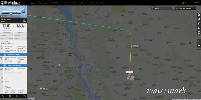 Самолет Ryanair в первый раз прилетел в аэропорт Борисполь