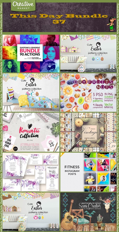 This Day Bundle 37 - Actions, Patterns, Cliparts, Scraps, Mockups