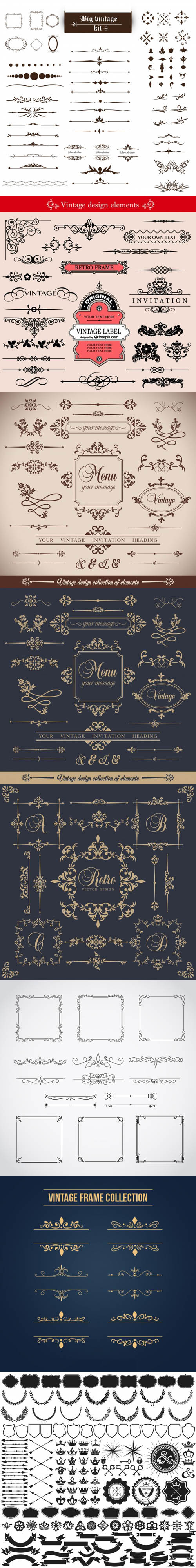 Design Collection of Ornamental Elements Vector