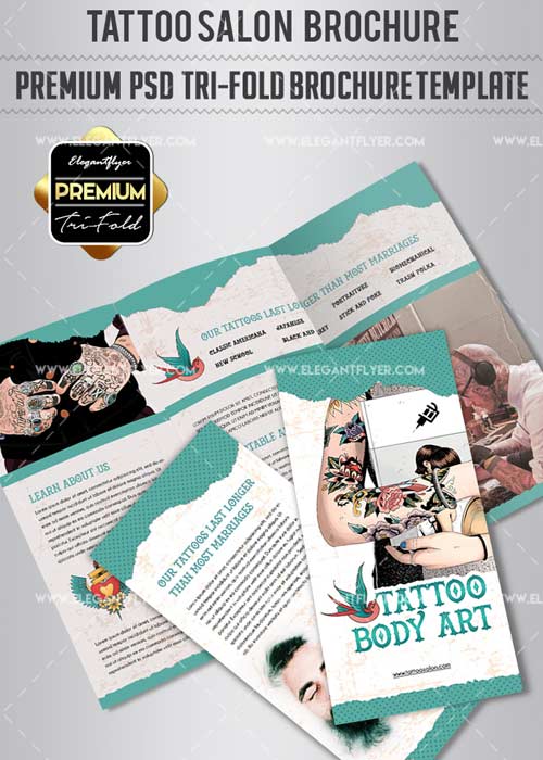 Body Art&Tattoo Artist V1 2018 Premium Tri-Fold PSD Brochure Template