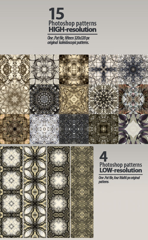 19 Hi-res Kaleidoscopic Patterns for Photoshop