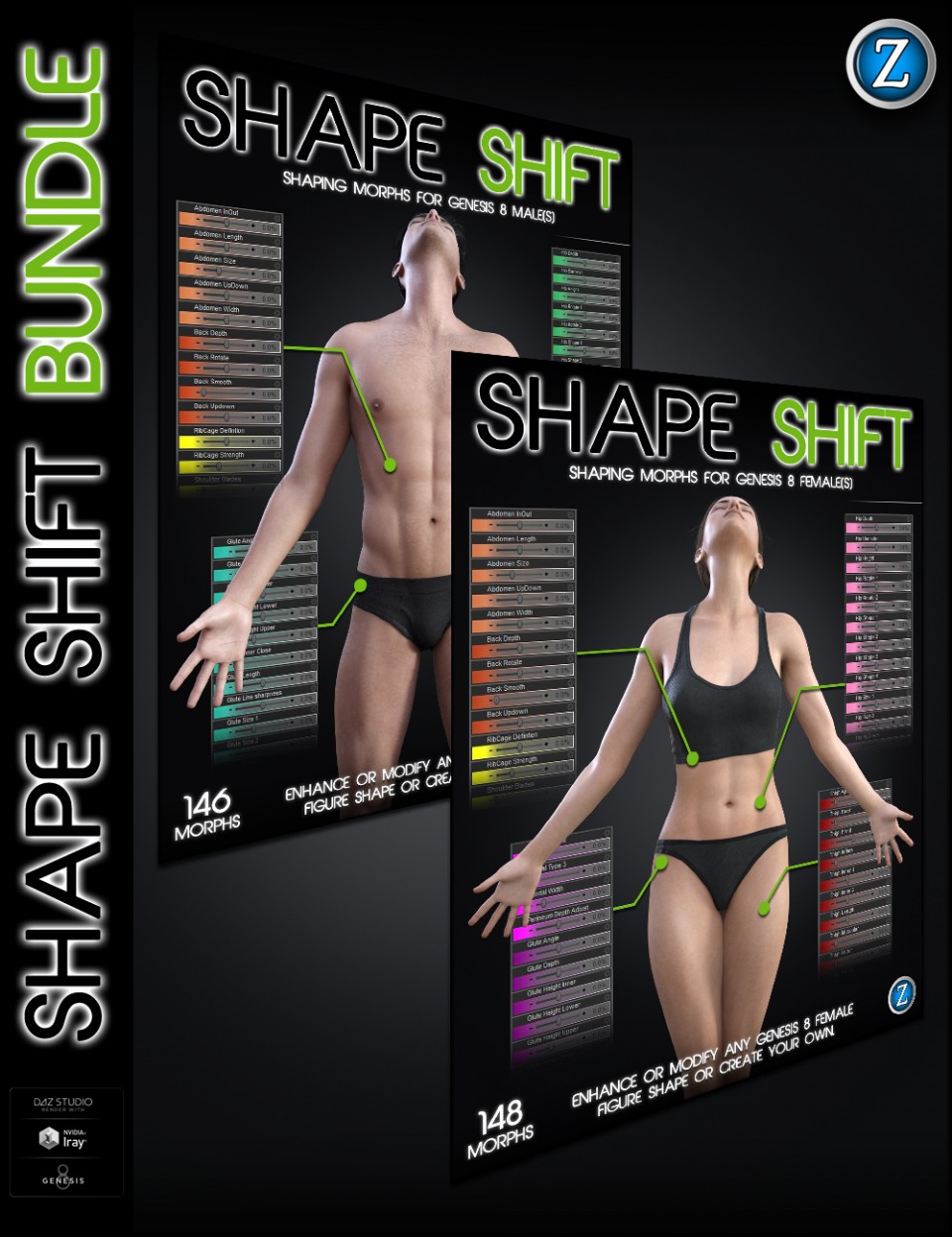 Shape Shift Bundle for Genesis 8 Female(s) and Male(s)
