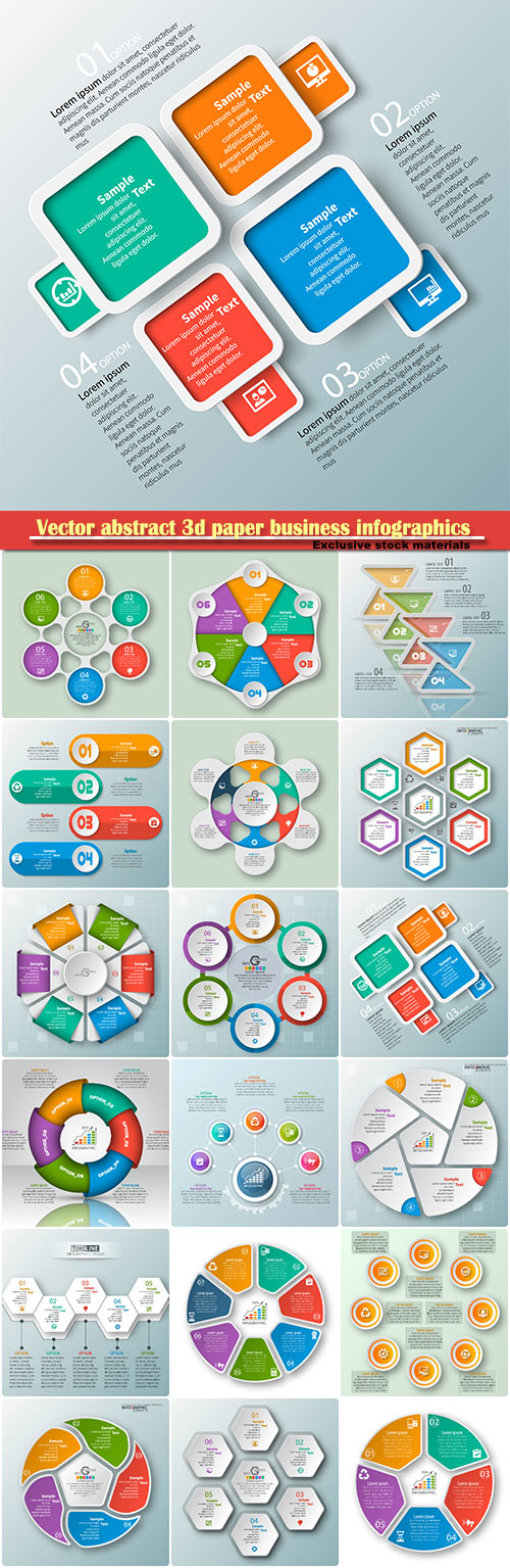Vector abstract 3d paper business infographics elements