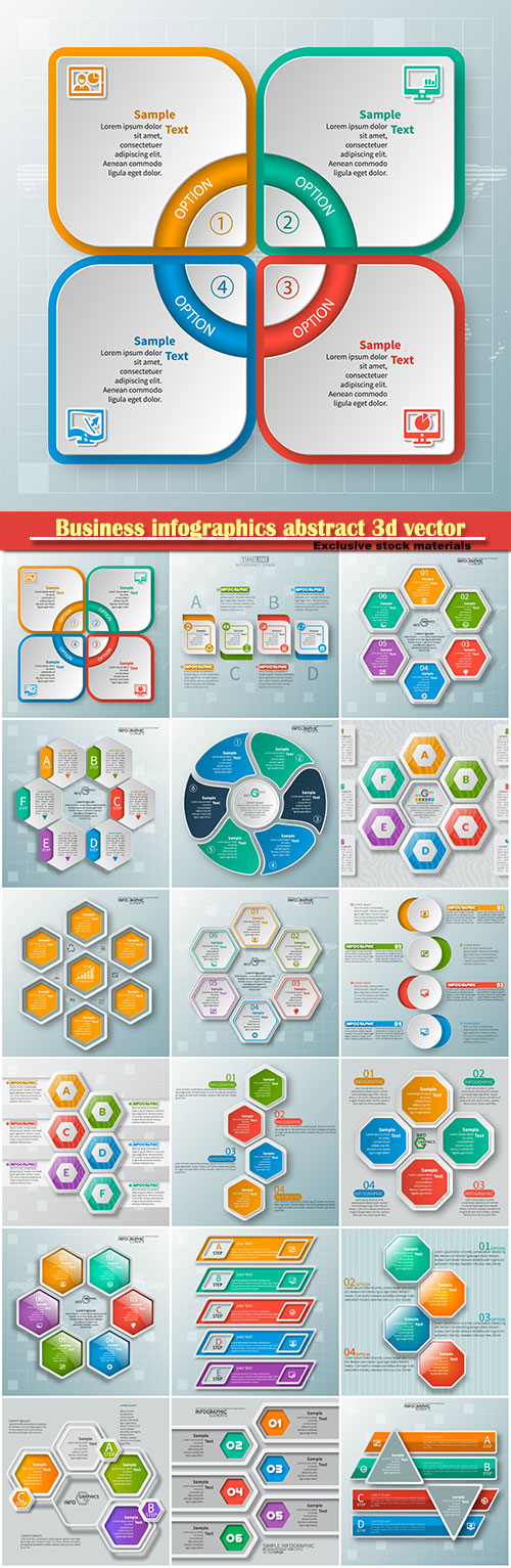 Business infographics abstract 3d vector paper elements