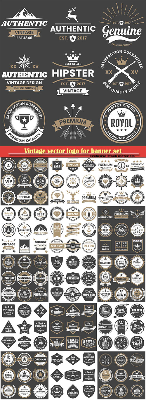 Vintage vector logo for banner set illustration template