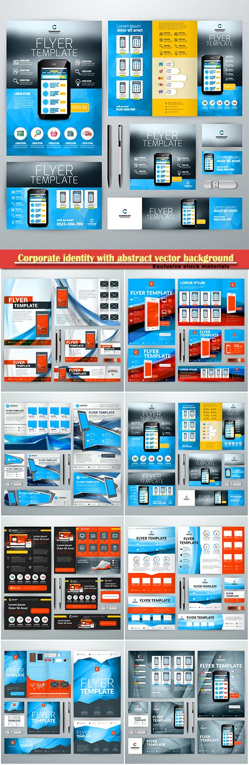 Corporate identity with abstract vector background, web banner, flyer, busi ...